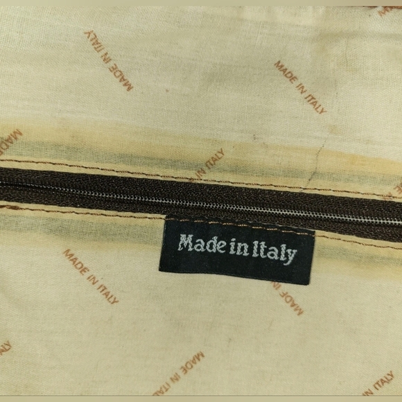 Vintage Charro Brown Leather Italian Big Business Expandable Woman's Purse - Picture 12 of 15